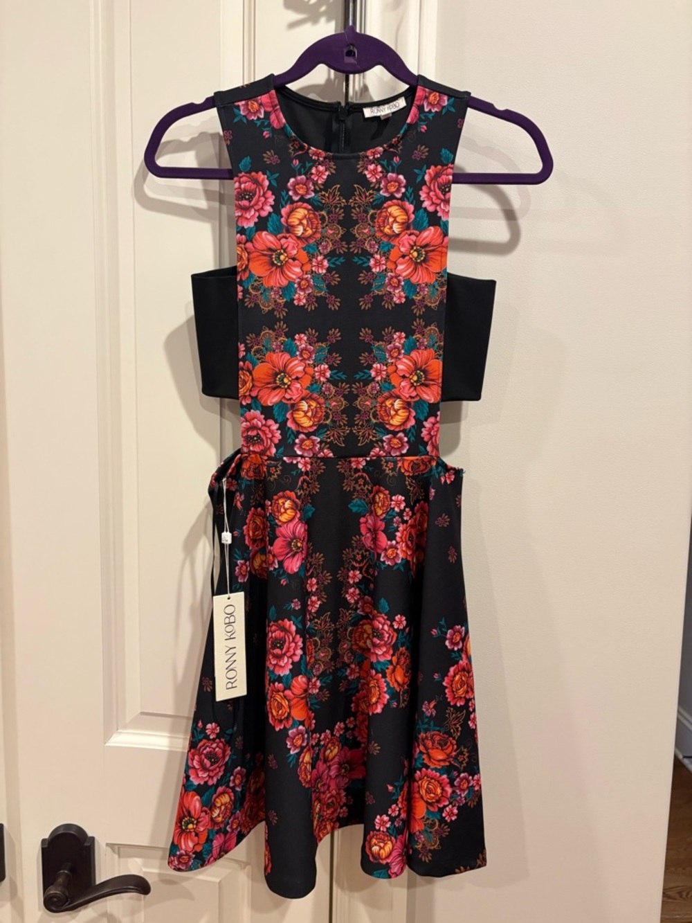 Ronny Kobo Floral Cutout Fit & Flare Dress -NEW WITH TAGS